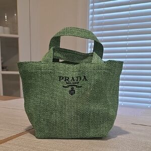 Prada Textured Novelty. GWP Mini Green Tote Bag
